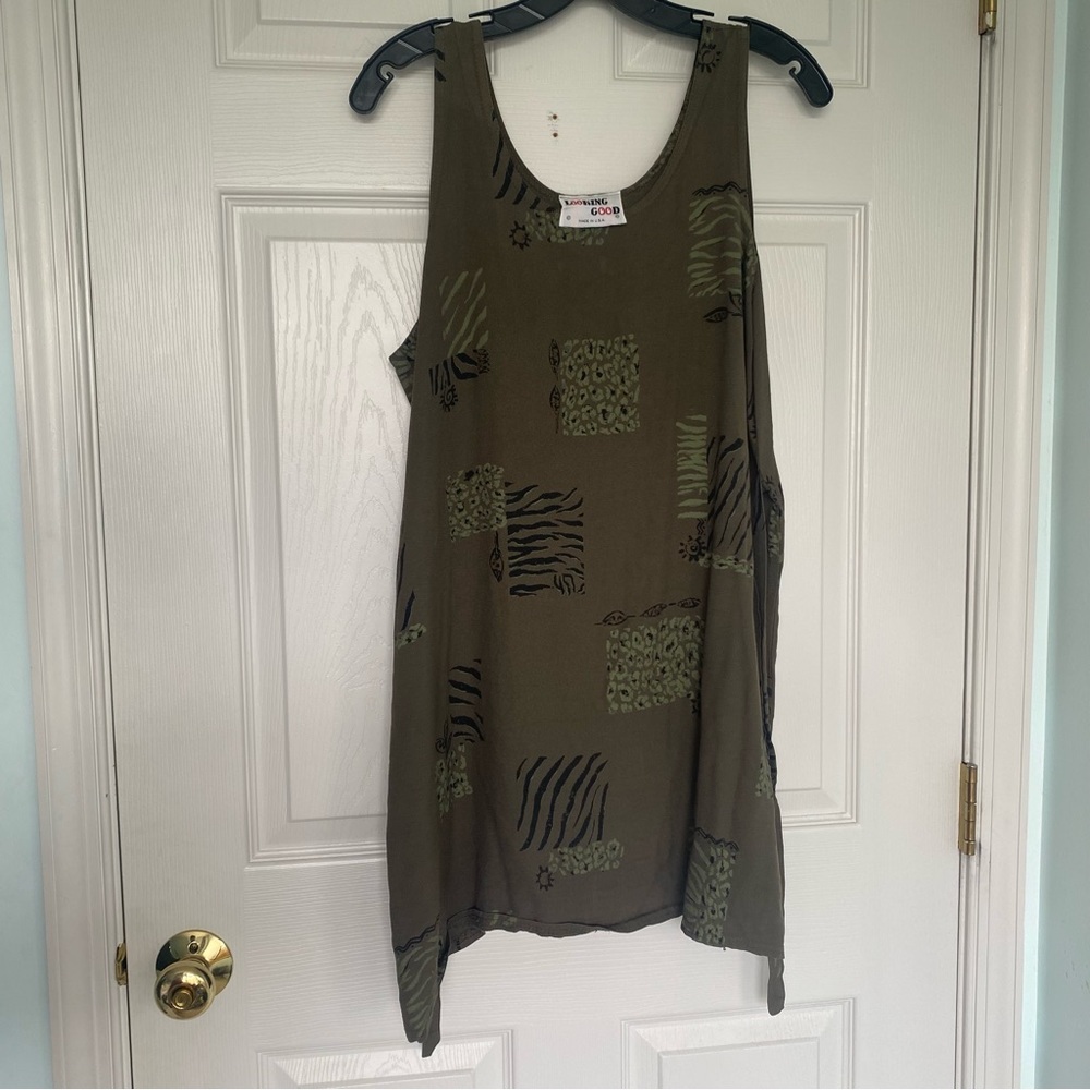 Green Multi-Print Dress with Straps to Tie